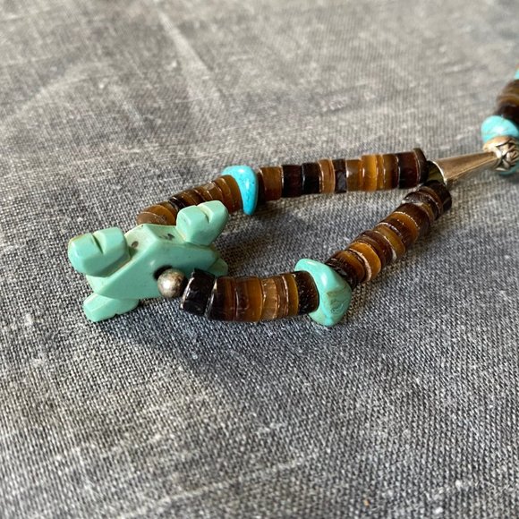Turquoise Howlite and Brown Bead necklace - Picture 2 of 5